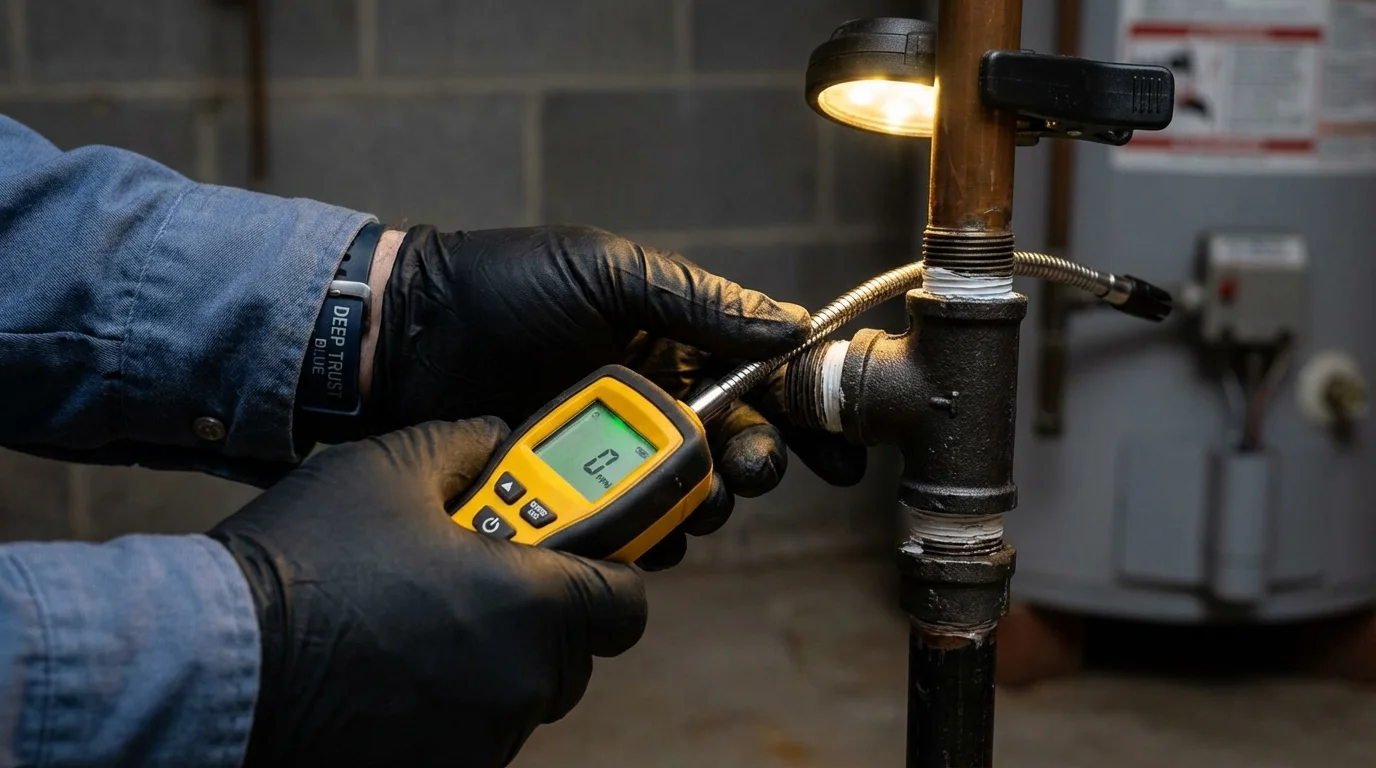 Gas leak detection with electronic sniffer by Johns Plumbing LLC in Mancos